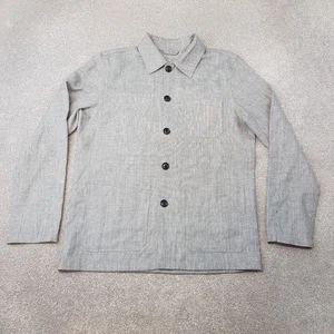 Reiss Mens Jacket Medium Grey Linen Blend Overshirt Utility Field Lightweight - Picture 1 of 11