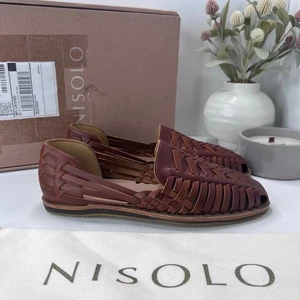 Nisolo Huarache Woven Leather Sandal Slip On Leather Brandy Men 9 Classic  - Picture 1 of 10