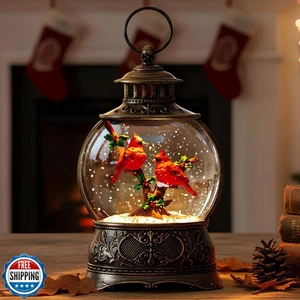 Weihnachten Schneekugel beleuchtet Kardinal Stechpalme Szene, musikalische Schnee Wasser Laterne - Bild 1 von 5