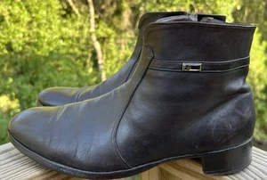 Vintage FLORSHEIM Royal Imperial Boots Men's 10 D Leather Side Zip Ankle Brown - Picture 1 of 12