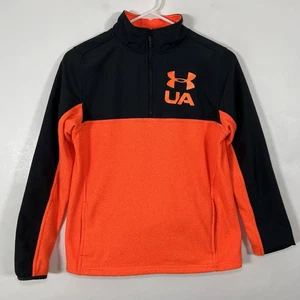 Under Armour Cold Gear 1/4 Zip Fleece Pullover Jacket Youth Large YLG Orange - Picture 1 of 11