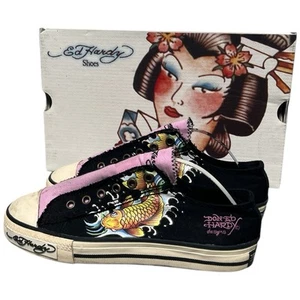 Ed Hardy Low Rise Top Tattoo Art Shoe Y2K Koi Fish Womens Sneakers Size US 6 - Picture 1 of 14