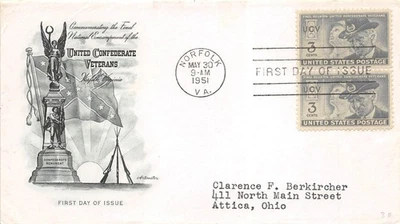 Scott #1004 1951 United Confederate Veterans Final Reunion FDC Artmaster - Image 1 of 2