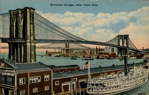 Postal de la ciudad de Nueva York, Nueva York Puente de Brooklyn de colección Nueva York - Imagen 1 de 2