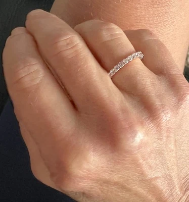 2.5mm Round CZ Rose Gold Plated Stack Wedding Eternity Band Ring 925 Size 10 - Image 1 of 4