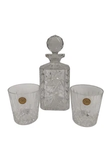 Crystal de France Decanter and Tumbler Glasses Set - 3 Piece Bundle - Picture 1 of 11