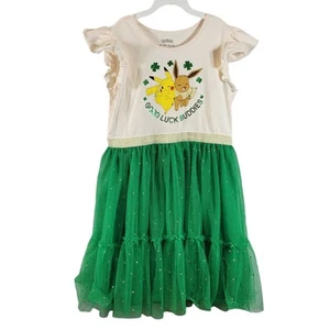 Pokémon "Good Luck Buddies" Print T-shirt Dress Green/Beige Size Youth XL NWT - Picture 1 of 5