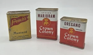 Vintage Spice Tins & Box Containers Lot Of 3 French's & Crown Colony - Picture 1 of 6