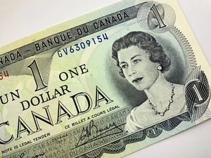 Billete de un dólar circulado 1973 Canadá GV prefijo Lawson Bouey FF870 - Imagen 1 de 11