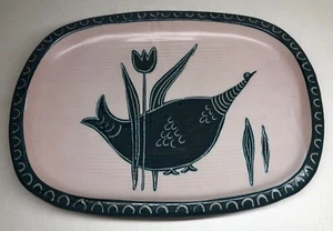 Rare Vintage Yvon Roy Vallauris Durtal Large Dish H 4 L 35 L 25 Cm N2 - Picture 1 of 12