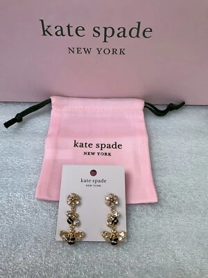 Pendientes lineales Kate Spade All Abuzz chapados en oro de 12 quilates con esmalte de piedra de vidrio abeja nuevos con etiquetas Foto 1 de 4