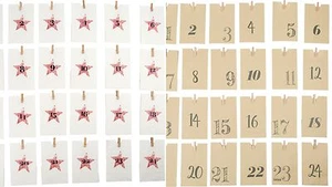 Sac en papier calendrier de l'avent blanc marron avant Noël compte à rebours cadeaux NEUF - Photo 1/5