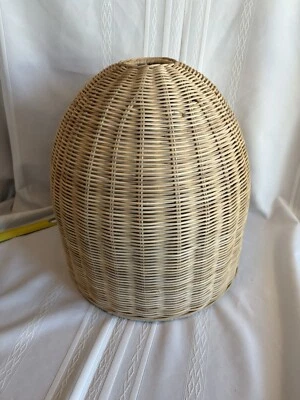 Campana de Mimbre Pantalla Natural Boho Mediados de Siglo Mod Playa Costera Hermosa 🤩 Foto 1 de 4