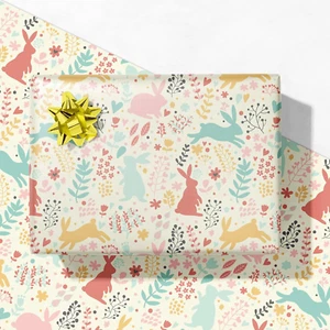 Easter Bunny Wrapping Paper for Kids Adults - Holiday Gift Wrap with Playful Bun - Picture 1 of 7