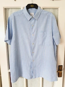 NEXT linen blend short sleeve casual shirt in blue size XL excellent - Picture 1 of 10