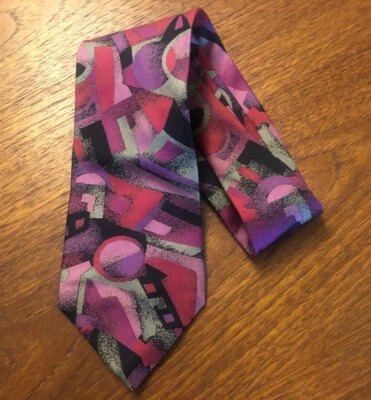 Corbata Hanover St the works LTD, diseño abstracto rosa púrpura multicolor Foto 1 de 4