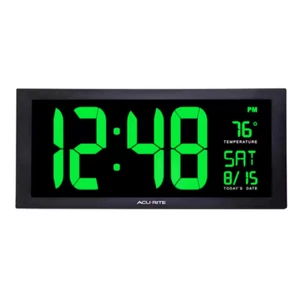 Acurite Large LED Clock 18 In. Indoor Temperature Green Display 9 Ft. Power Cord - Picture 1 of 12
