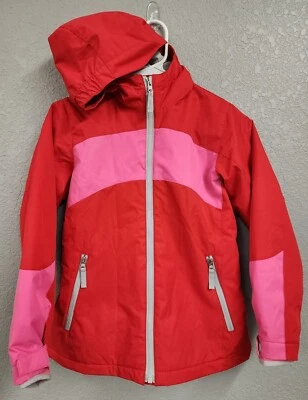 Land's End Girls SM 7/8 Red Pink Full Zip Long Sleeve Hooded Jacket Pink Outdoor - Image 1 of 4