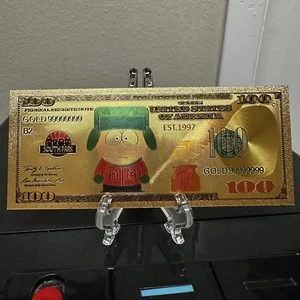 24k Gold Foil Plated Kyle Broflovski South Park Banknote Cartoon Collectible - Picture 1 of 3