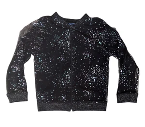 More than Magic Girls Black Sparkly Galaxy Moon & Stars Mesh Jacket Sz 6/6X - Picture 1 of 4