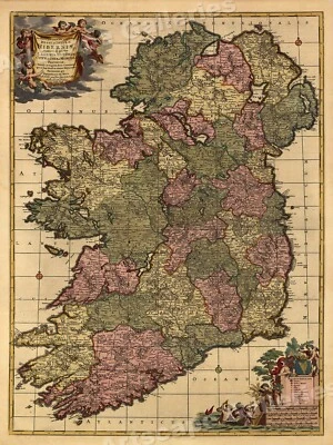 1700s Vintage Style Map of Ireland - British Isles - 24x32 - Image 1 of 3
