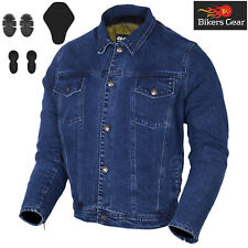 Produktbild - Herren Motorrad Touring Jeans Jacke Blau Shirt kevlar Gefüttert Ce Armour