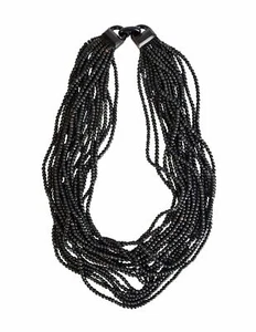 Gerda Lynggaard Monies Vintage Beaded Black Horn Multistrand Extra Long Necklace - Picture 1 of 10