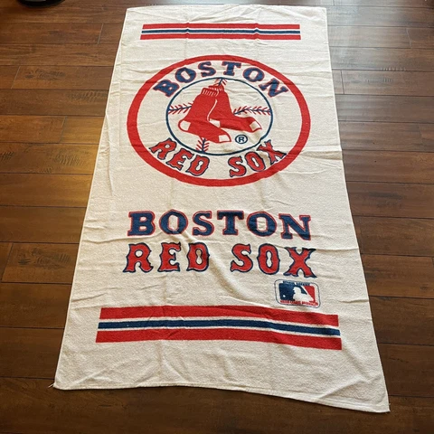 Boston Red Sox Vintage Bath Beach Towel MLB Baseball Cotton Logo White 59x32 USA Cover
