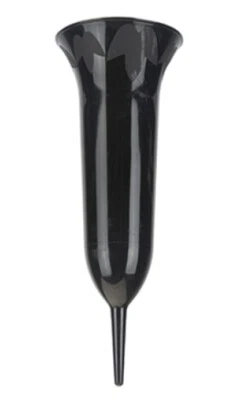Vase À Fleurs De Tombeau Noir Simple Avec Piquets 32cm - Photo 1/3