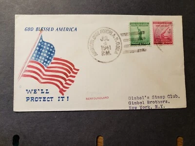 APO 801-A ARGENTIA, NEWFOUNDLAND, CANADA 1941 Censored WWII Army Cover Cachet - Image 1 of 2