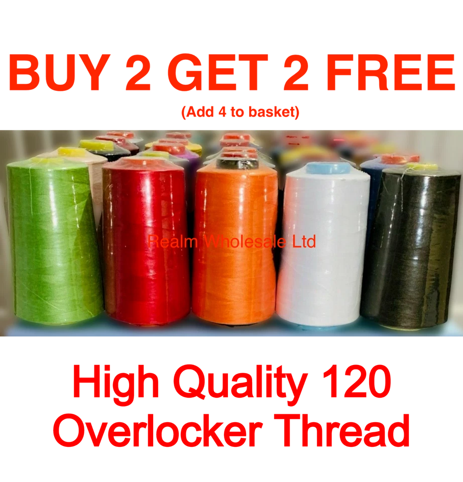 Overlocking Thread Polyester Sewing Machine Industrial  - 5000 Yard 4572 M Cones - Image 1 of 1