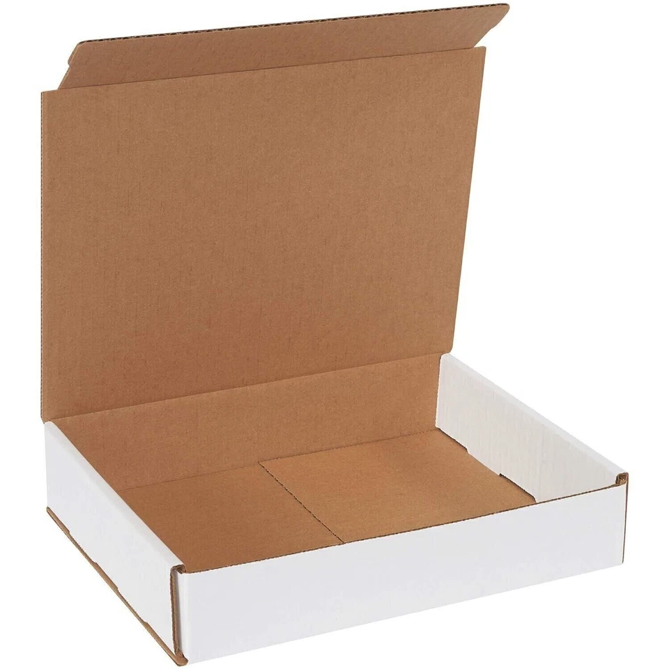 50 10" x 8" x 2" White Corrugated Mailers Die Cut Tuck Flap Boxes Free Shipping - Image 1 of 1