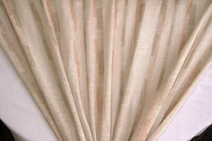 Discount Fabric OPEN WEAVE DRAPERY Taupe & Peach Stripe  - Picture 1 of 1