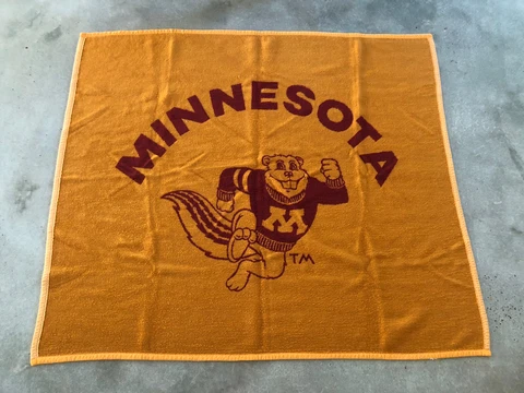Vtg 1985 University of Minnesota Goldy Gopher Mascot Blanket Fierce Aggressive Cover