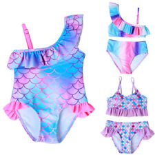 Tie Dye Ruffle Swimwear Kids Girls Swimming Costume Swimsuit Bathing Suit Age2-7