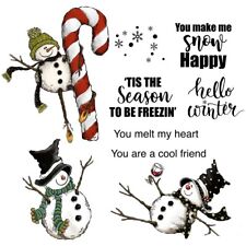 Christmas Playful Winter Snowman Candy Cane Metal Cutting Dies Clear Stamps
