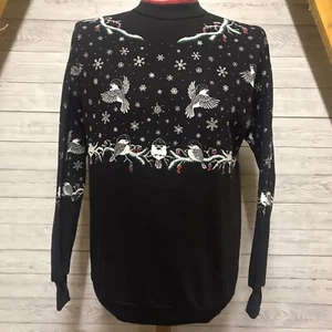 Suéter Altisans Vintage Abuela Mujer Mediano M Años 90 Doble Cuello Jersey Negro - Imagen 1 de 8
