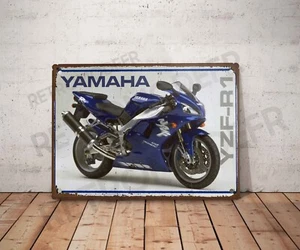Plaque métal vintage Yamaha YZF R1 Enseigne Garage Décoration moto Déco atelier - Picture 1 of 3