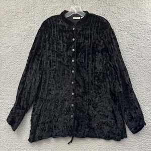 Y2K White Stag Crushed Velvet Black Button Up Top Goth Whimsigoth Grunge Witch L - Picture 1 of 7