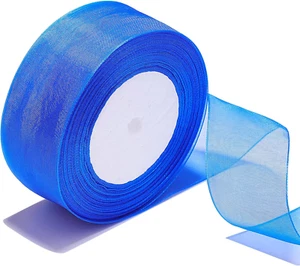 1-1/2 Inch Sheer Organza Ribbon 50 Yards Blue Chiffon Ribbon for Gift Wrapping,B - Picture 1 of 12