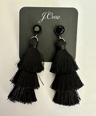 Pendientes borla J.Crew negros ligeros  Foto 1 de 3