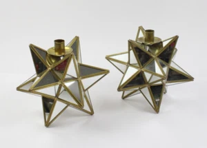 2 Kerzenständer Weihnachten Sterne verspiegelt (275-20H17) - Foto 1 di 4
