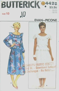 VTG BUTTERICK DESIGNER PATTERN 4425 LOOSE FIT RUFFLE TOP MID CALF SKIRT SZ 10 - Picture 1 of 2