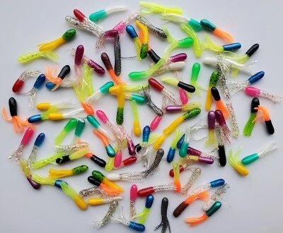 ANGLER&#39;S OASIS 100 Count 1 inch Crappie Panfish Mini-Tubes Variety Pack