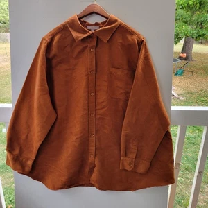 Woman Within Damen Shirt Größe 22-24 1X Langarm Wildlederimitat Bluse Karamell - Bild 1 von 9