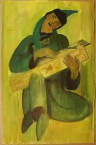 Pintura soviética ucraniana retrato histórico etnias músico bouchukismo - Imagen 1 de 6