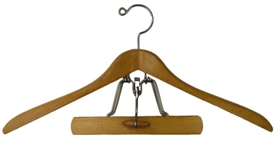 Traje de madera vintage The Setwell abrazadera para colgar ropa pantalones beige oscuro liso EE. UU. Foto 1 de 4