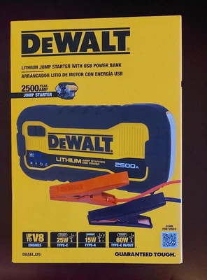 DeWalt DXAELJ25 Automotive 2500 Peak Amp Jump Starter w/ USB Power Bank - Image 1 of 4