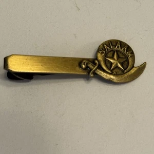 Shriners Masonic Bronze Tone Tie Clip Bar Salaam Scimitar Vintage - Picture 1 of 3