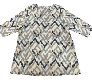 Denim & Co Abstract Jersey Knit Top 3/4 Sleeve with Side Slits Size 1X New 9260 - Picture 1 of 7